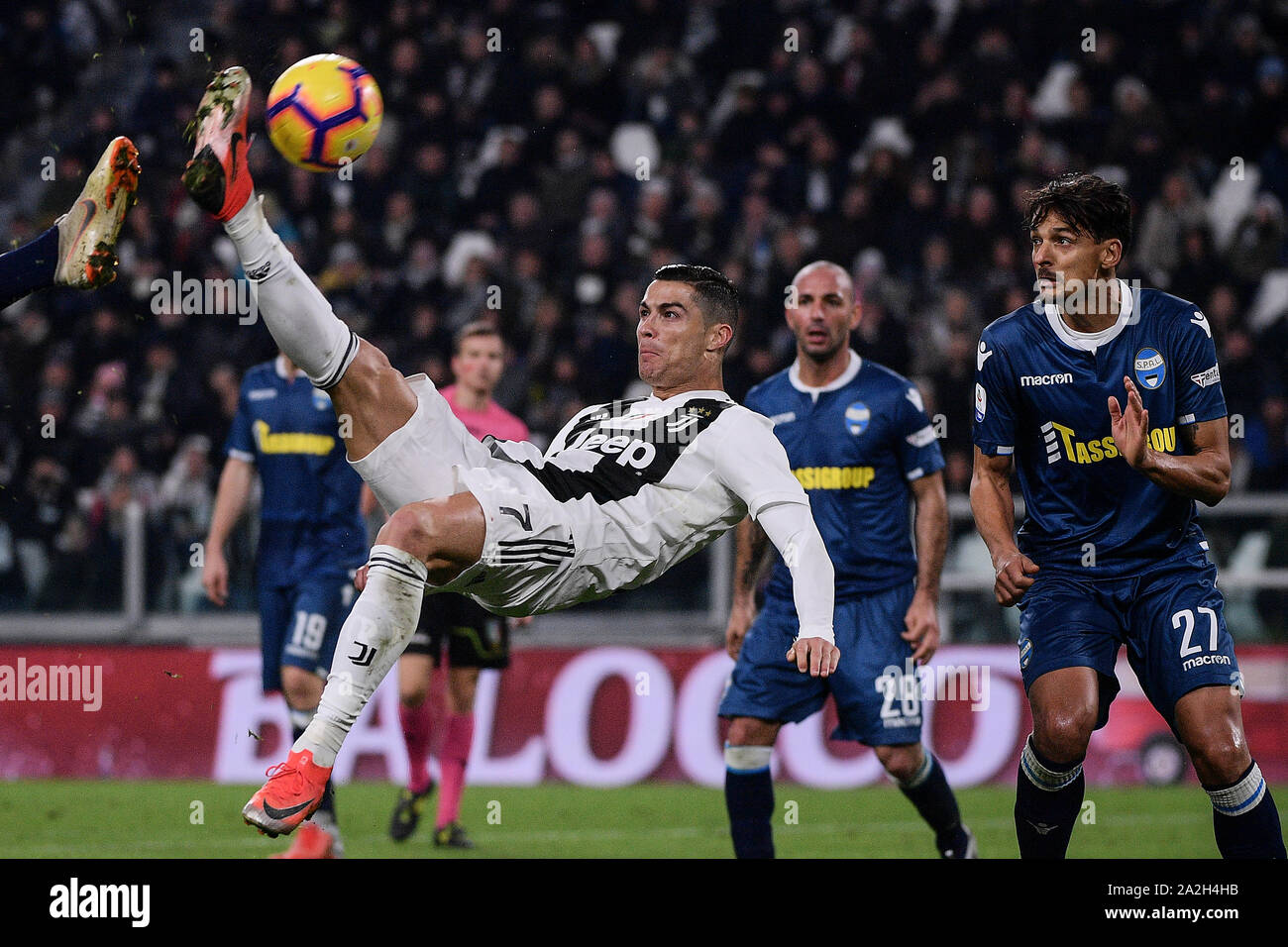 Cristiano Ronaldo performing an acrobatic kick